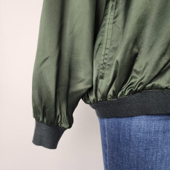 Vintage Bugatchi Green Silk Bomber Jacket Size L - Picture 3 of 13